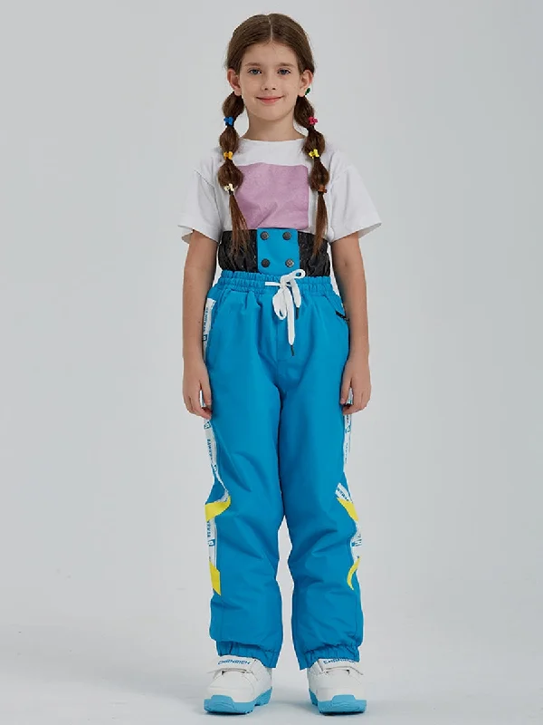 Solid Color Girls Adjustable Drawstring Snow Pants