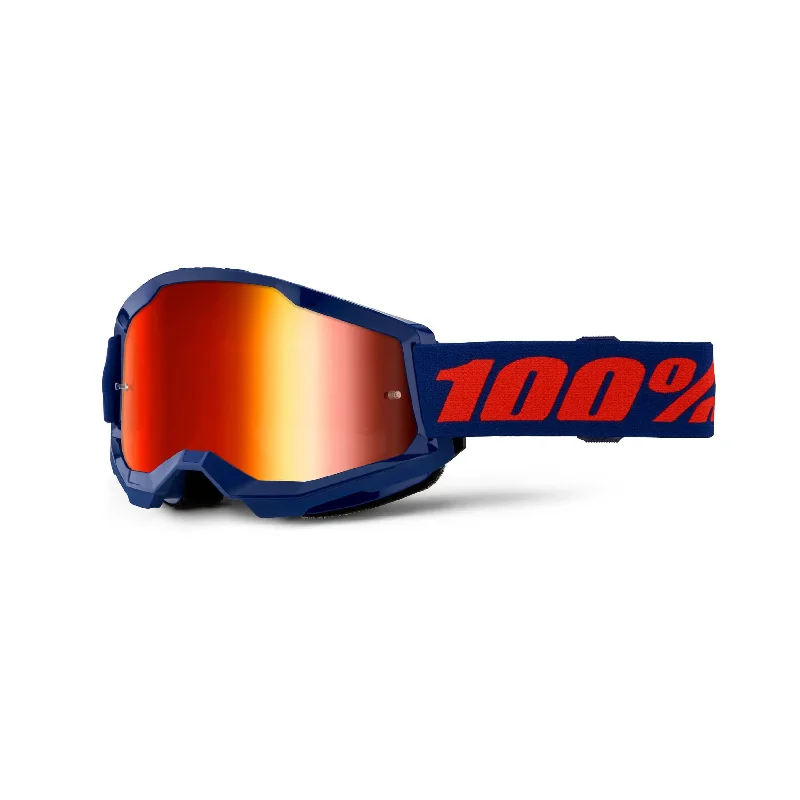 100% Strata 2 Goggles Navy / Red Mirror Lens