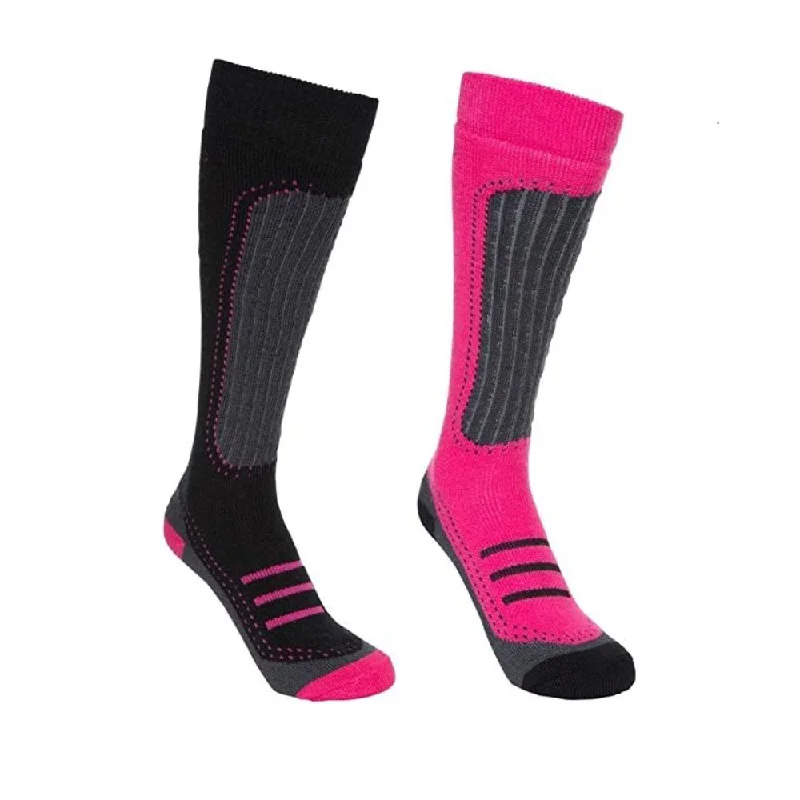 Trespass Janus II Women's Comfort Ski Socks Cassis/Black - Twin Pack