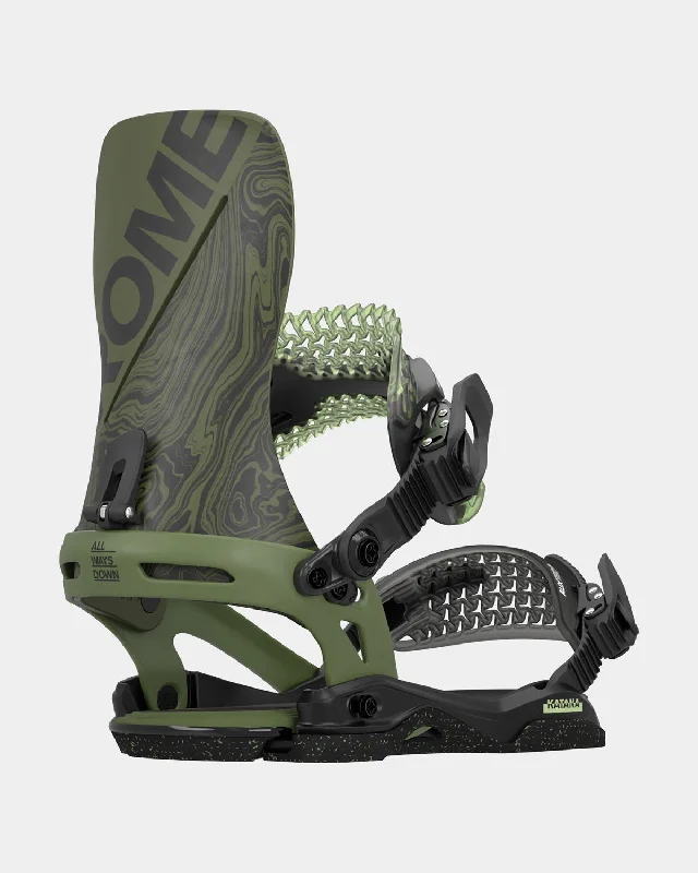 Rome Katana Snowboard Bindings Size Medium / Large (Men's US 7.5-10) Olive New