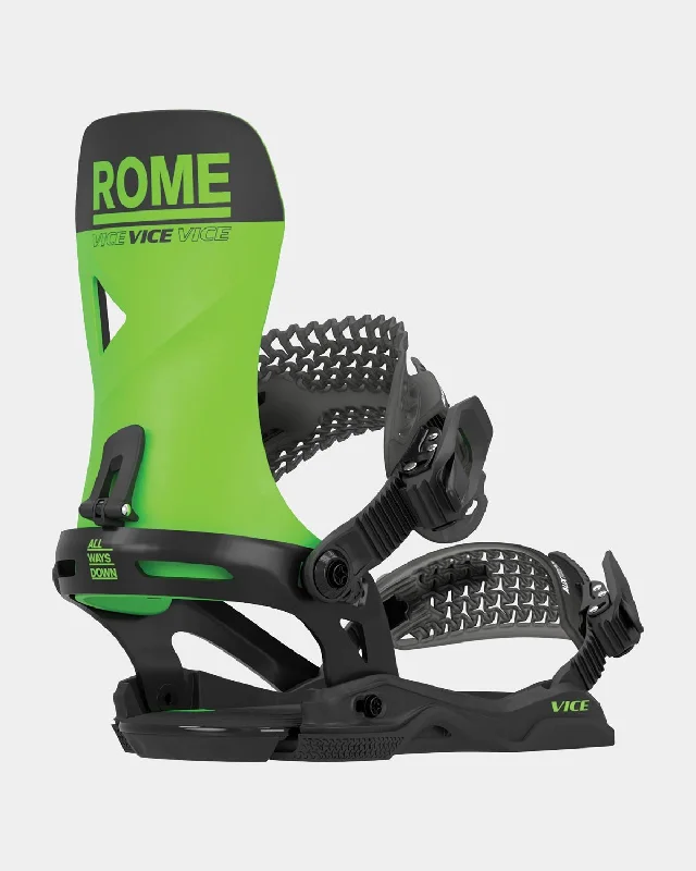 Rome Vice Snowboard Bindings Large/XLarge (Men's US 10.5-13) Neon Green New 2025