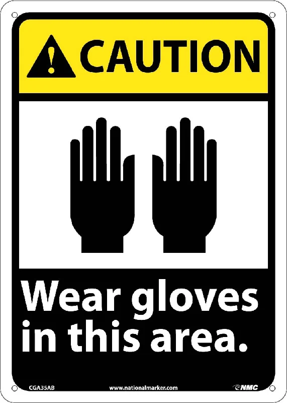 Caution Wear Gloves In This Area Sign