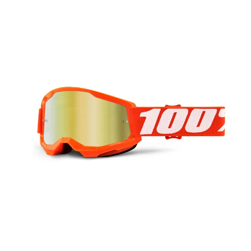 100% Strata 2 Youth Goggles Orange / Gold Mirror Lens