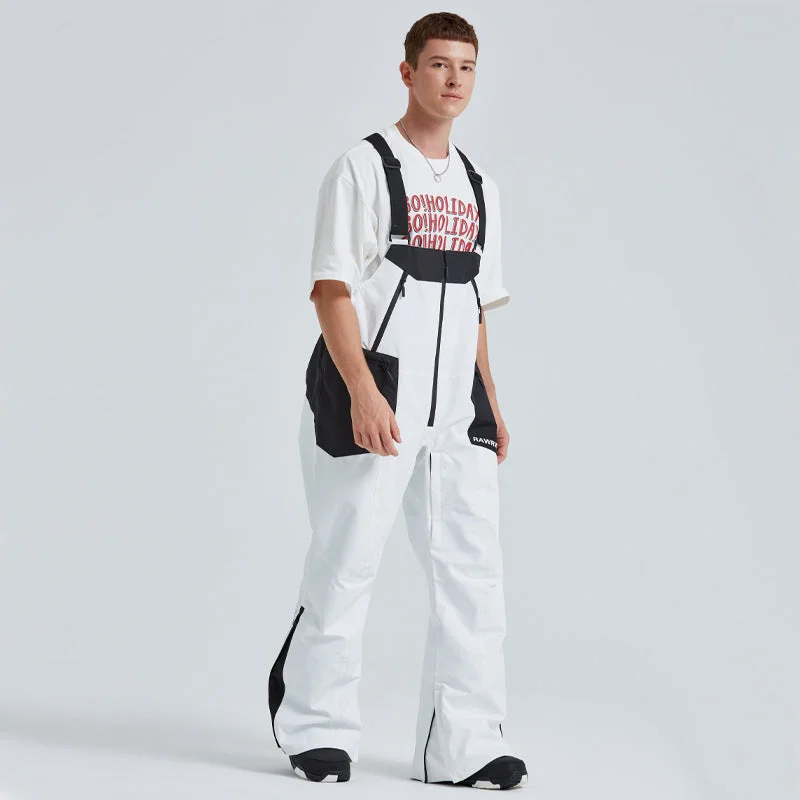 Classical Couple White-black Ski Bibs Overalls Outdoor Pants