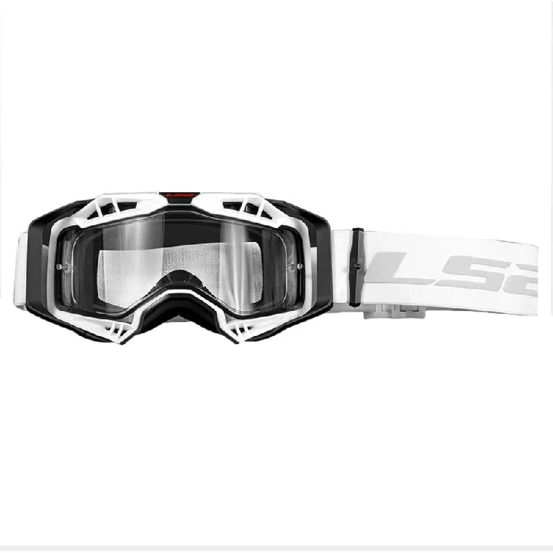 LS2 Aura Enduro Series Goggles Black / White With Clear Lens