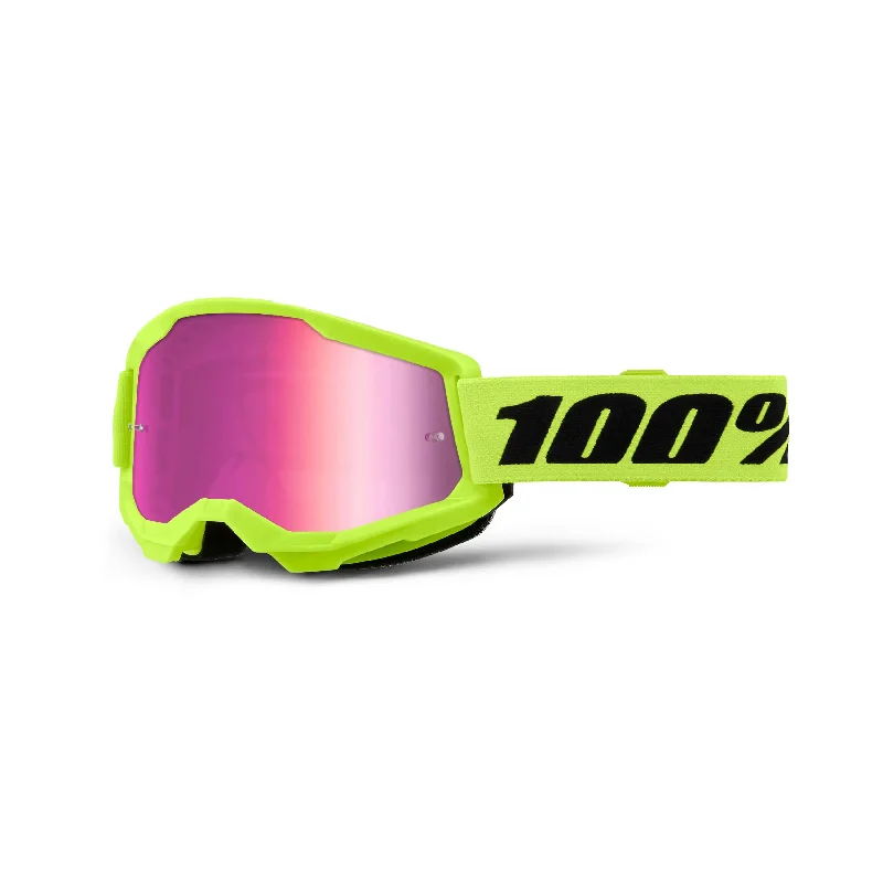 100% Strata 2 Goggles Neon Yellow / Pink Mirror Lens