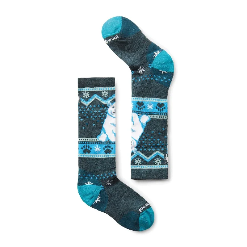 Smartwool Kids Ski Socks - Full Cushion Polar Bear - Twilight Blue