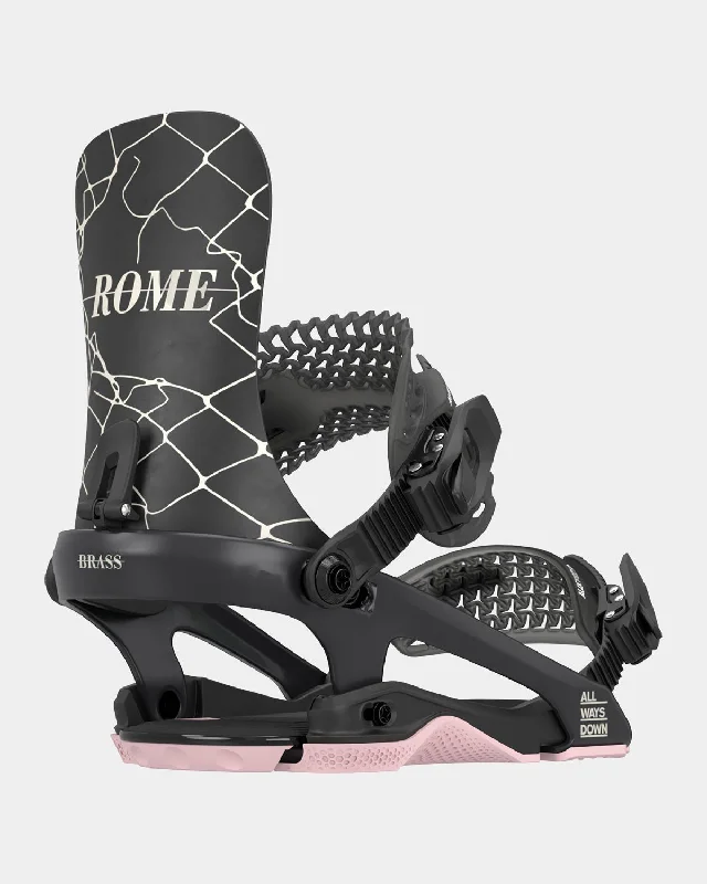 Rome Brass Snowboard Bindings Medium / Large (Women's US 9-11.5) Black New 2025