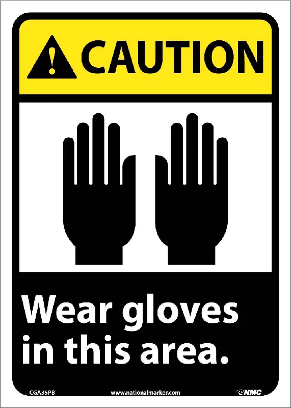 Caution Wear Gloves In This Area Sign