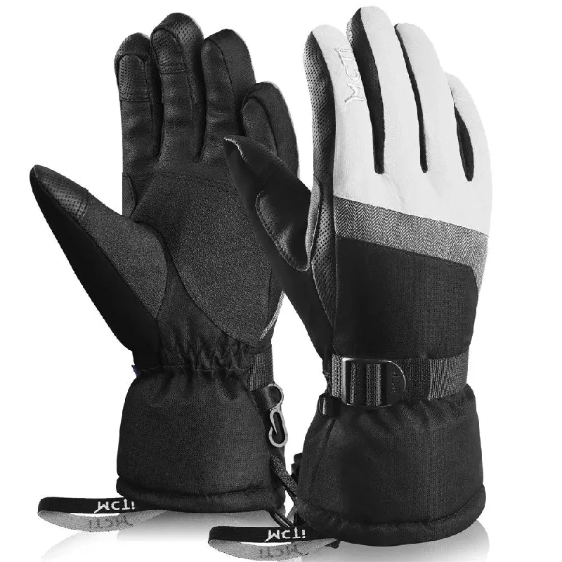 MCTi Women's Warm Ski Gloves - Waterproof Touch Screen with Wrist Leashes for Winter Sports