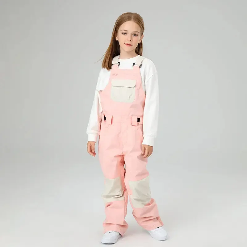 HOTIAN Girls Colorblock Ski Overall Bib Pants